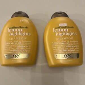 2X OGX‎ Sunkissed Blonde Lemon Highlights Shampoo, 13 fl oz, NEW